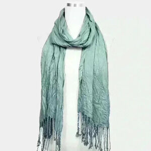 Blueish Crinkle Fringe Scarf
